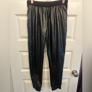 Black Faux Leather Jogger Pants